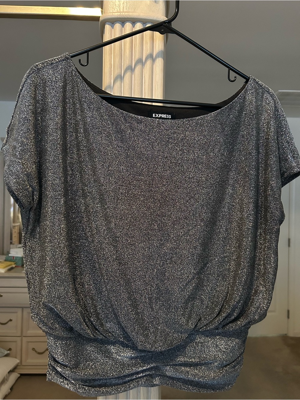 Express Silver Metallic Blouse